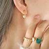 Retro Gold-Plated U-Shaped Earrings with Tiger Eye Agate & Faux Pearl