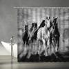 Western Horse Shower Curtains Running Horses Farm Animal Country Unique Oil Painting Abstract Art Fabric Bathroom Deco Set Hooks