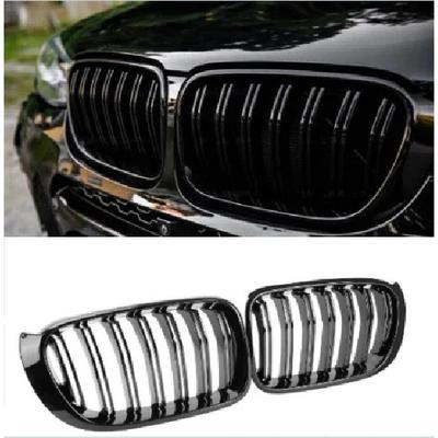 Front Kidney Double Line Grille Grill Replacement For BMW X3 X4 F25 F26 2014-2017 Racing Grills Grilles Gloss Black Accessories