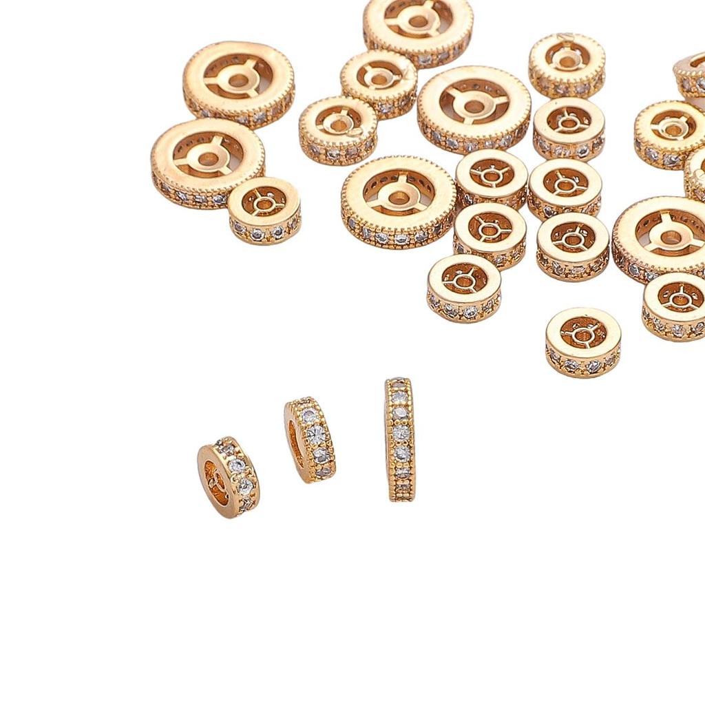 Brass Wheel Charm Pendant with Zircon Crystal Stone for Bracelet Necklace DIY Jewelry Making Findings Accessories