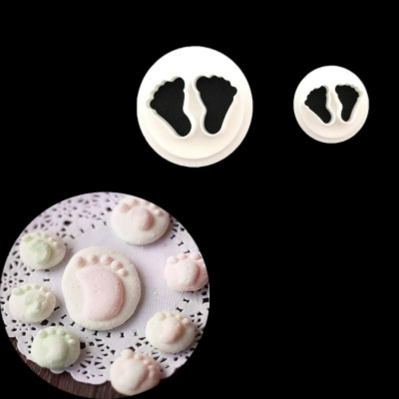 2pcs/Set Baby Feet Sugar Cakes Printing Molds Biscuits Mold Baking Mold Tools Fondant Cake Cutter