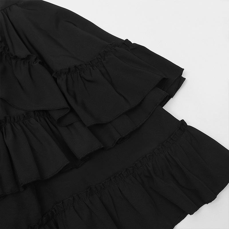 Victorian Style Women's Dress – Solid Color, Double Layer, High Waist, Renaissance Retro Skirt.