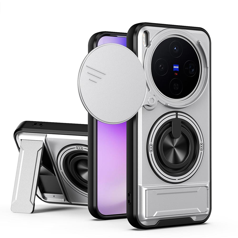 KEYSION Magnetic Phone Case for VIVO X300 Pro 5G Slide Camera Protection Upright Kickstand Ring Shockproof Cover for VIVO X300