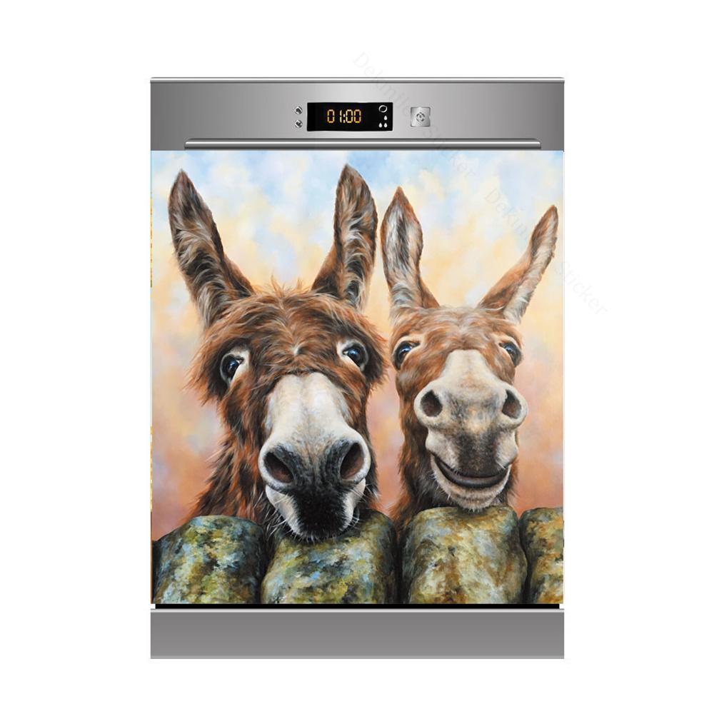 3D kreative handgezeichnete lustige Tiere Kunst Design selbstklebende Kühlschrank Spülmaschine Tür Aufkleber Tapete Wandaufkleber Küche