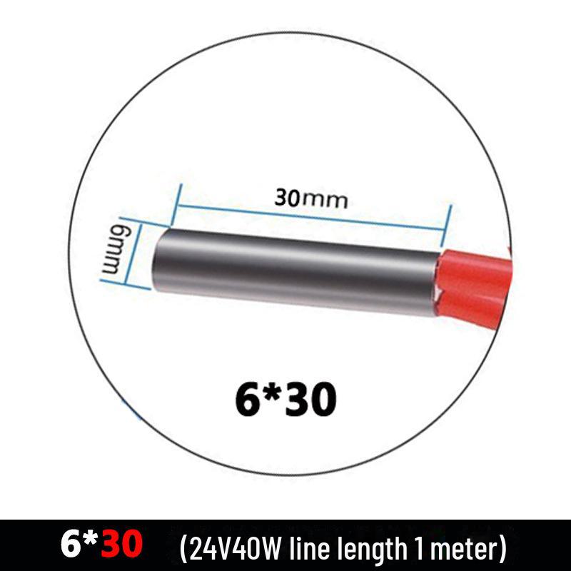 

Нагрівальний стрижень 3D-принтера, діаметр 6 мм, довжина 2030 мм, 12 В/24 В, 40 Вт, довжина лінії 2 м 24V 40W, 1m