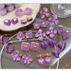 Boucles d'oreilles clous cœur fleur à goutte violette: Tendance, Haut de gamme et Frais pour l'été.