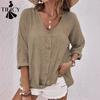 Moda dame ocazional primăvară toamnă imprimeu culoare uni mâneci lungi cu decolteu în V bluze și cămăși