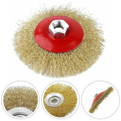 Wire Bevel Brush Rotary Steel Copper-Plated Wire Brush Wheels M14 Thread For Angle Grinder Rust Removal Cleaning Tool