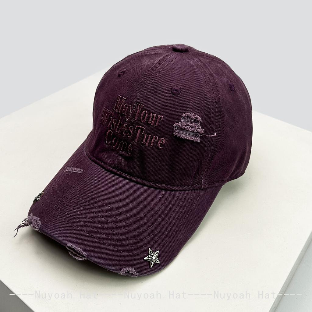 Korean Retro Rivet Star Embroidered Letters Baseball Hats Sunshade Personal New Men Women Versatile Fashion Peaked Caps Broken