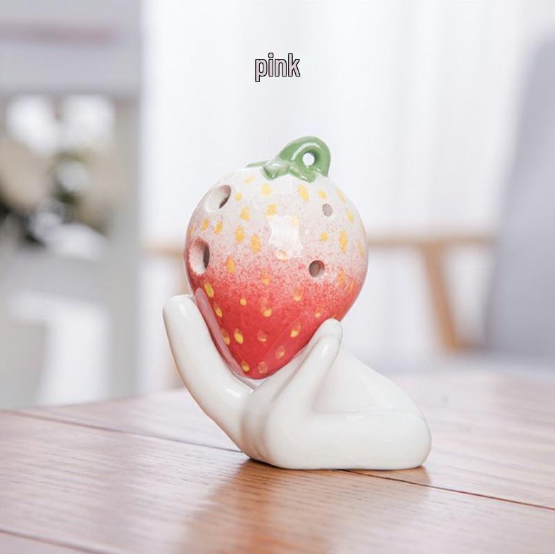 Strawberry Six-Hole Ceramic Ocarina - Musical Instrument Toy for Kids
