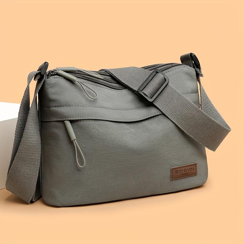 

Simple Solid Color Canvas Bag for Women, New Multifunctional Casual Waterproof Portable Fashion Single Shoulder Crossbody Bags сірий колір
