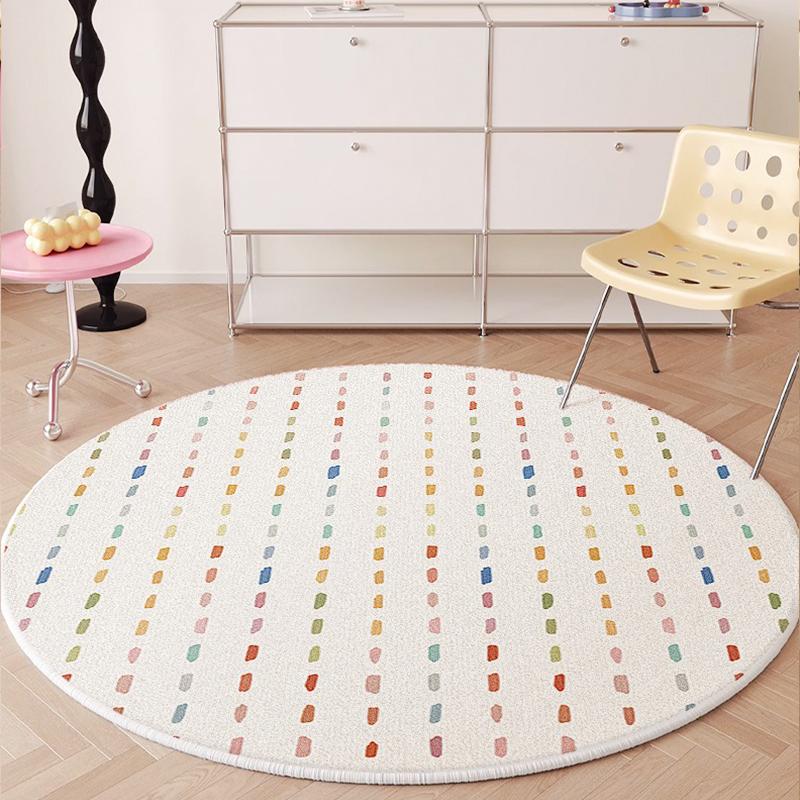 Round Living Room Carpet Colorful Polka Dot Carpets Fluffy Soft Floor Mat Cute Sweet Girl Home Decoration Rug for Bedroom