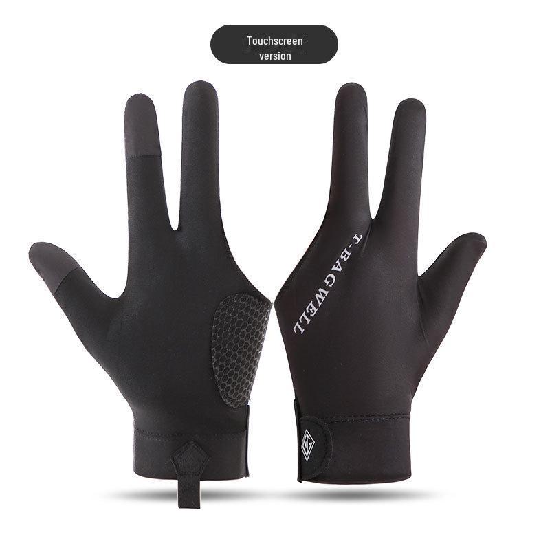 Andningsbara halkfria isilkes biljardhandskar för män och kvinnor - Tre fingrar, Vänster hand, Enkel förpackning.