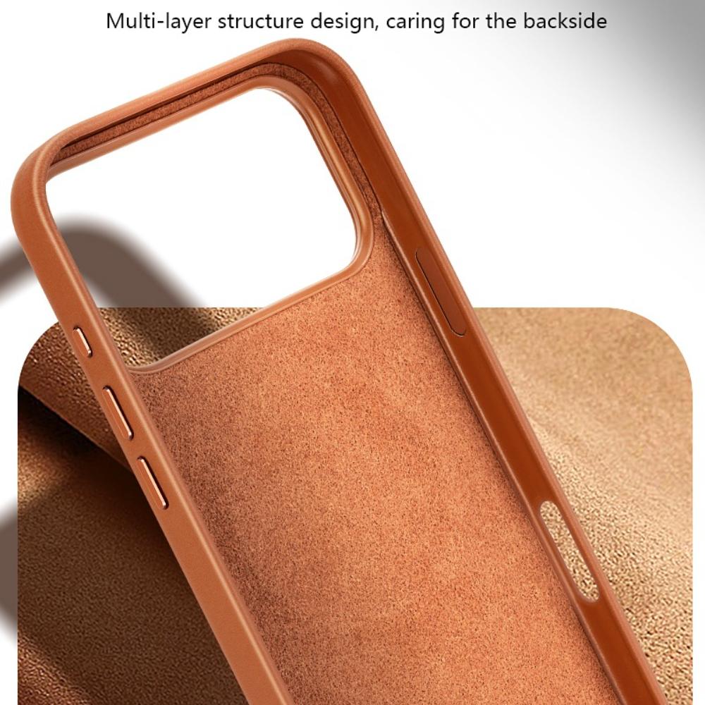 Cowhide Leather Phone Case for iPhone 16 Pro Max 17 Air 15 Plus 14 13 12 Promax High End Strong Magnetic Wireless Charging Cover