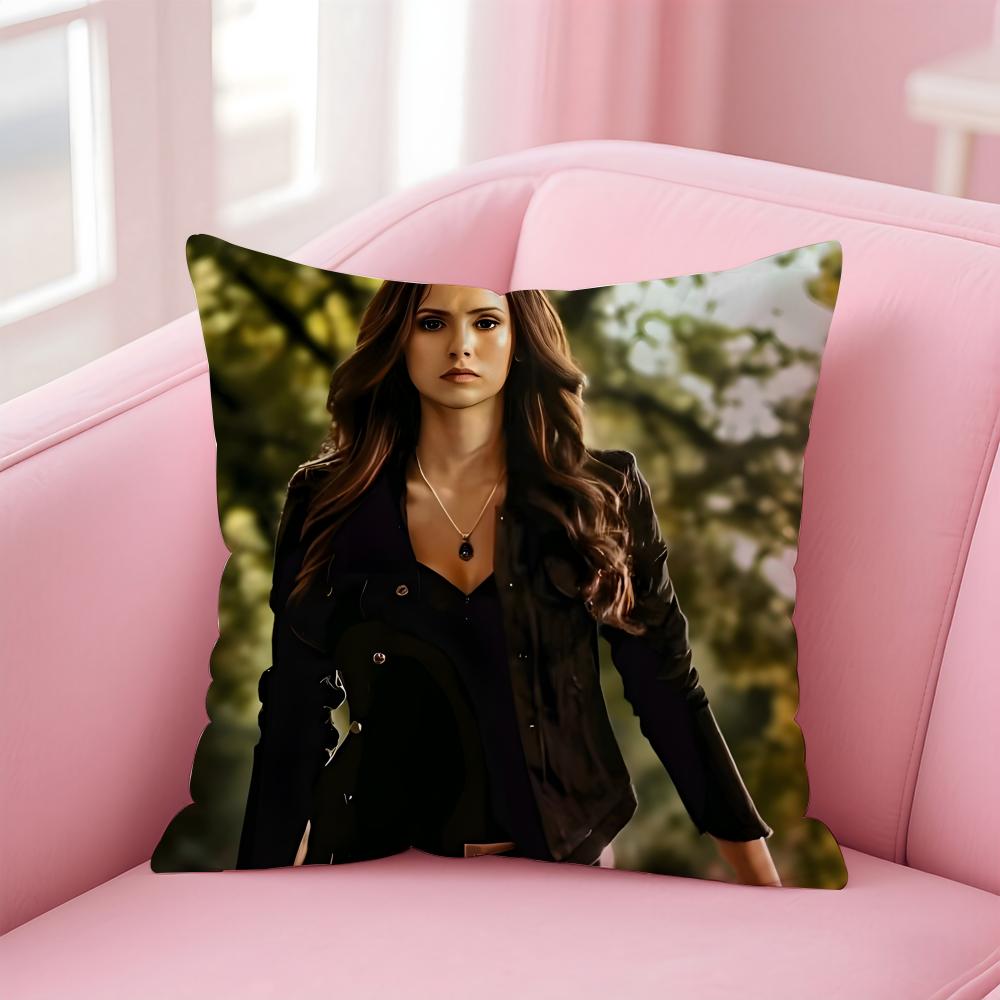 KKatherine Pierce Hit TV Drama Cushion Cover Pillowcase Short Plush Invisible zipper Room Sofa Cushion Cover