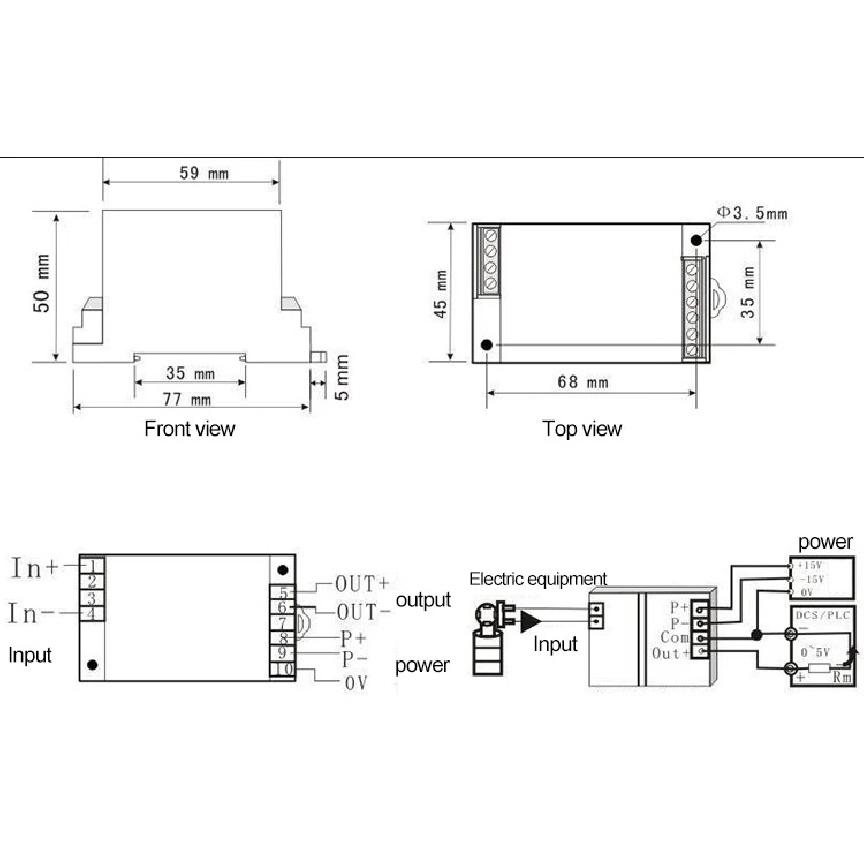 0-500V AC Three-phase Voltage Transmitter RS485 Output Voltage Sensor