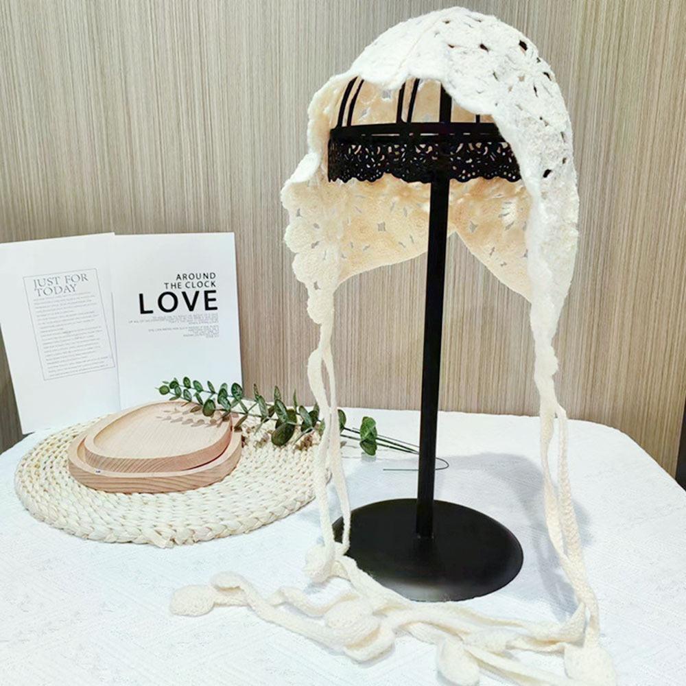 Bohemian Beret Cap Hand-knitted Knitted Hat Fashion Summer Flower Hat  for Women