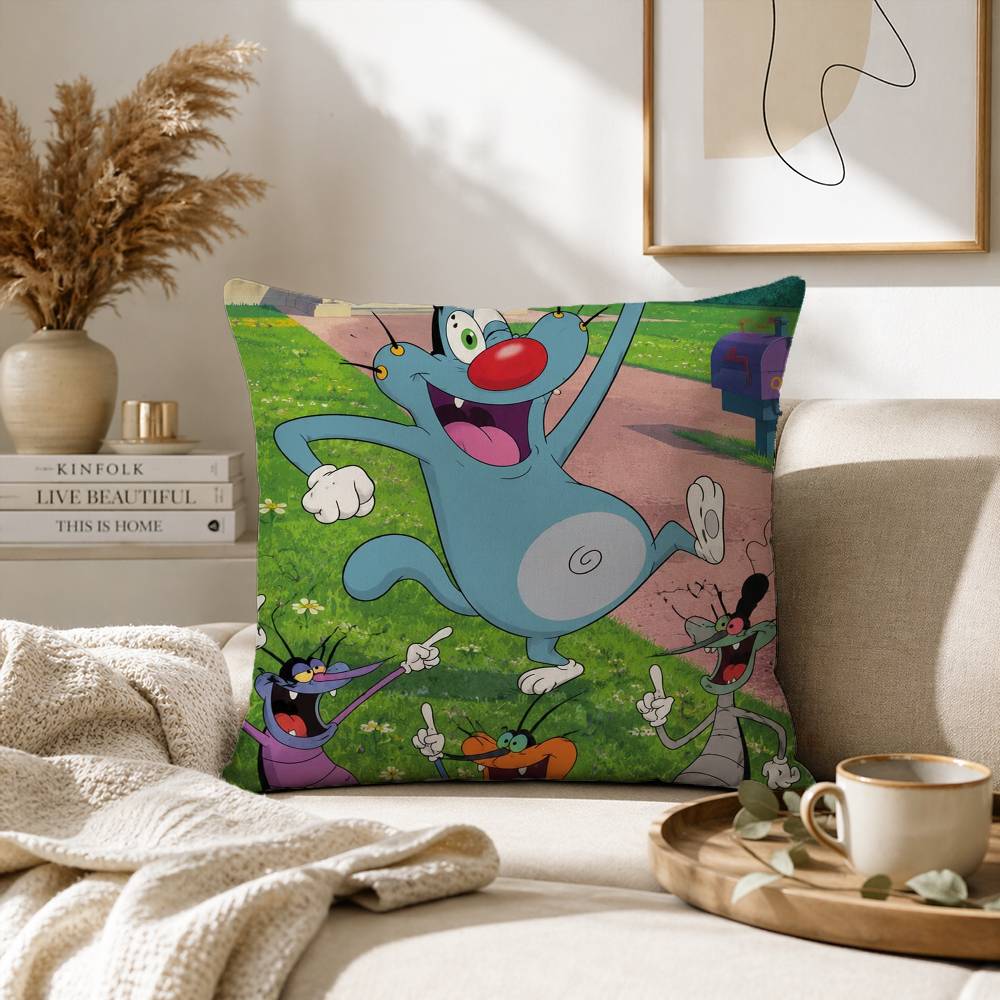 Cat Oggy and the Cockroaches-s Pillow Case for Sofa Living Room Home office Decor Protective Cover