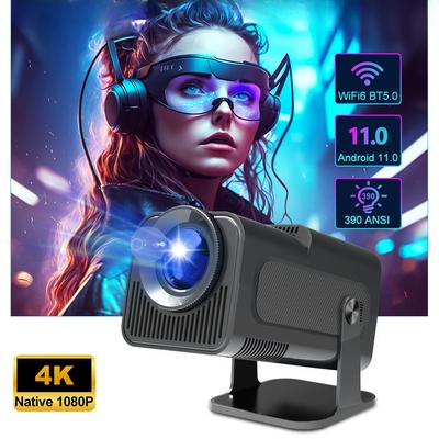 HD True 4K Native 1080P Android 11 Projector 390ANSI HY320 Dual Wifi6 BT5.0 Cinema Outdoor Portable Projetor Upgrated HY300 EU Plug
