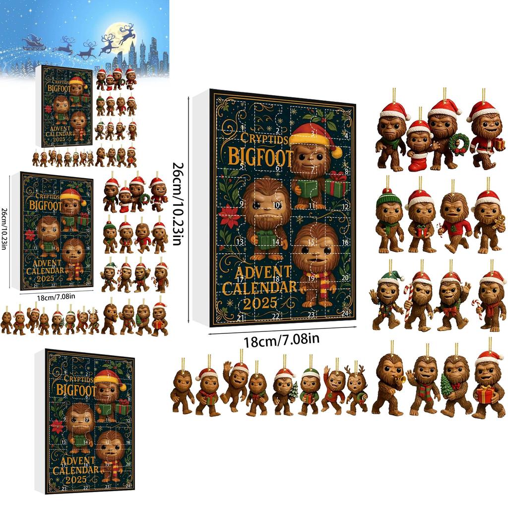 Weihnachts-Countdown Blind Box Bigfoot Anhänger mit Acrylmaterial für Weihnachtsgeschenke und Dekorationen
