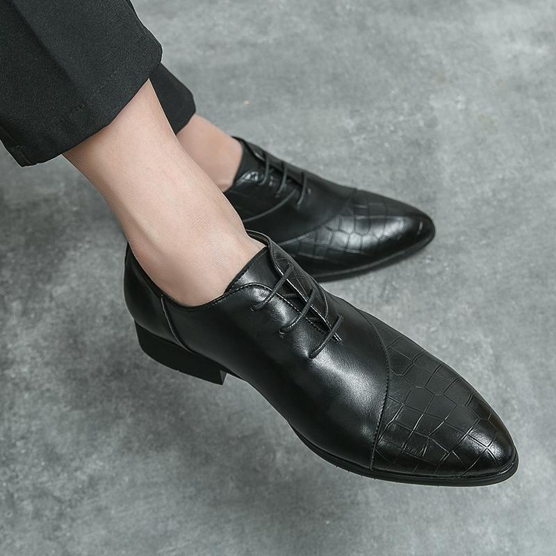 New Brown  Shoes for Men Pointed Toe Lace-up Black Men's Formal Shoes Handmade Business Size 38-48