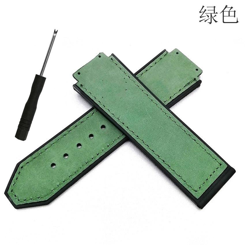 Bytt ut bånd for Hublot Big Bang Classic Fusion 25mm*19mm Spenne 22mm Frosted Leather Watchrem Tilbake Gummiklokkerem