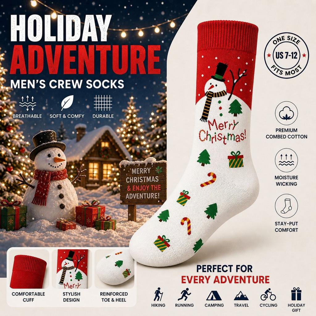 Unisex Christmas Pattern Long Cotton Socks, Knit Socks