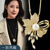 2023 Autumn And Winter Necklace Flower Zircon One Two Wear Long Sweater Chain Fashion Temperament Luxury