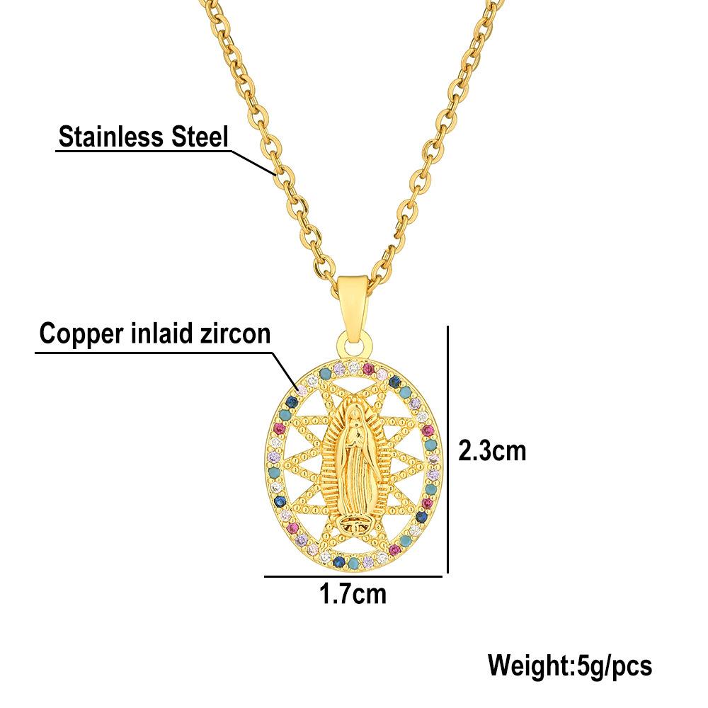 Dámský řetízek s přívěskem BLINGBAY Trendy šperky Náhrdelník Panny Marie Dámský měděný zirkonový řetízek z nerezové oceli Módní řetízek na klíční kost