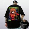 2026 New EVA Asuka Langley Vintage Washed TShirt Anime Line Art Graphic Streetwear Casual Oversized Cotton Tee for Unisex Women