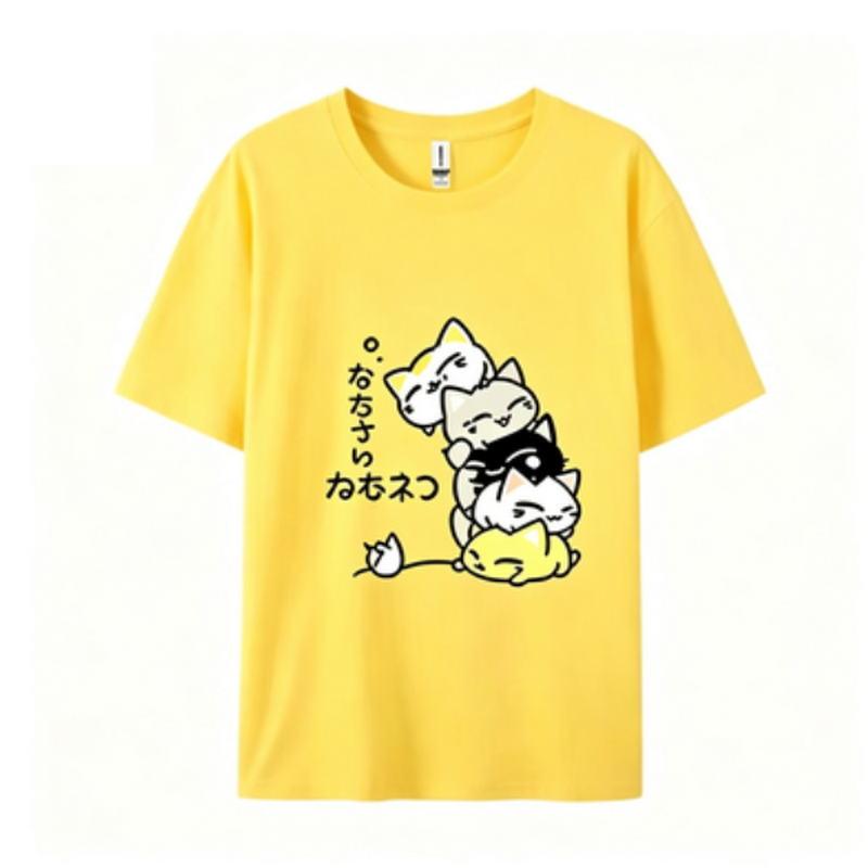 New summer style Korean version pure cotton shortsleeved top Unisex loose fit cartoon design versatile suitable for both Unisex wome