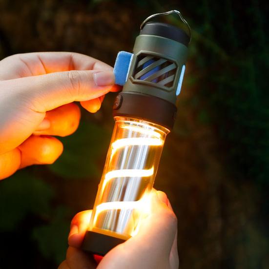 Outdoor Camping Light with Tripod Repellent Tablets 5 Modes Adjustable USB Rechargeable Multifunction LED Flashlight Lantern Tent Hanging Lamp