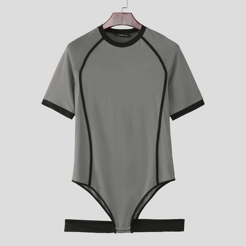 INCERUN Men's Sleeveless Stitching Jumpsuits One Piece Suit Playsuits Underwear Pajamas