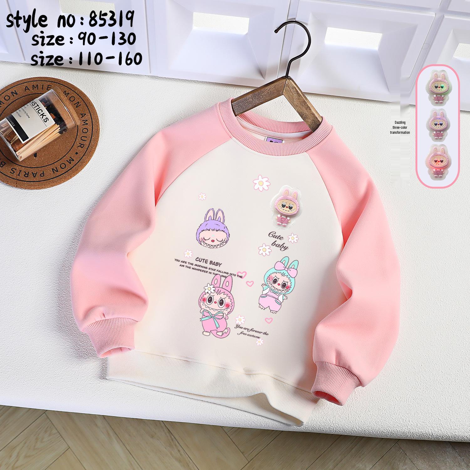 

Labubu Light-Up Toddler Girls Sweatshirt - 2025 Autumn Fleece Pullover 110cm