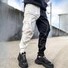 Men's Casual Pants, Black Drawstring Cargo Pants, Loose Pants, Straight American Overalls