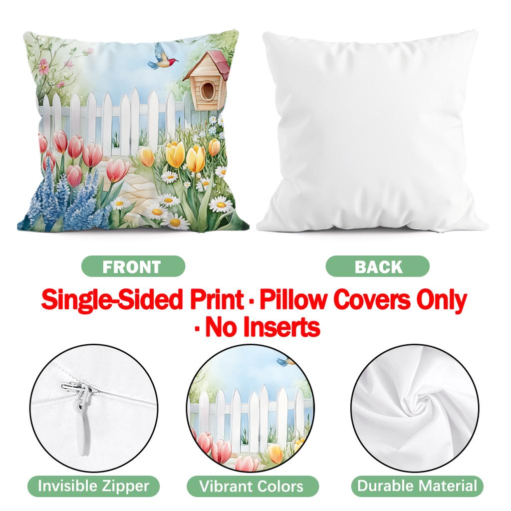 Spring Garden Cushion Pillowcase Printed Polyester 40/45/50cm Throw Pillowcover Decorative Sofa Cushion Pillowslip Home Decor
