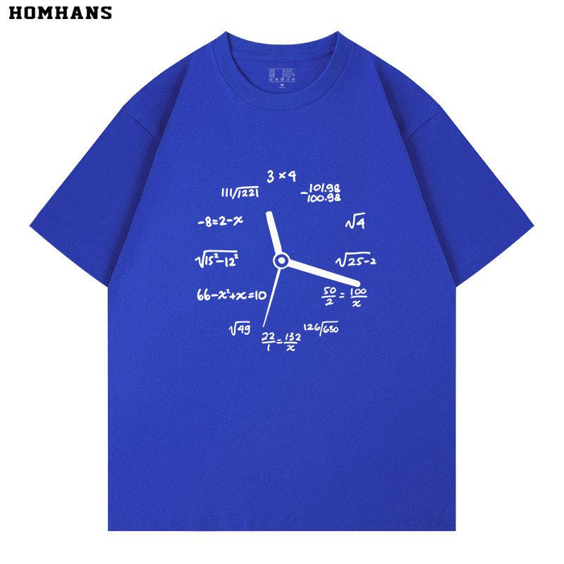 Mathematical Formula Clock Creative Design Sense Pure Cotton Printed Unisexs and Unisexs Clothing New Fashionable Casual Tshirt