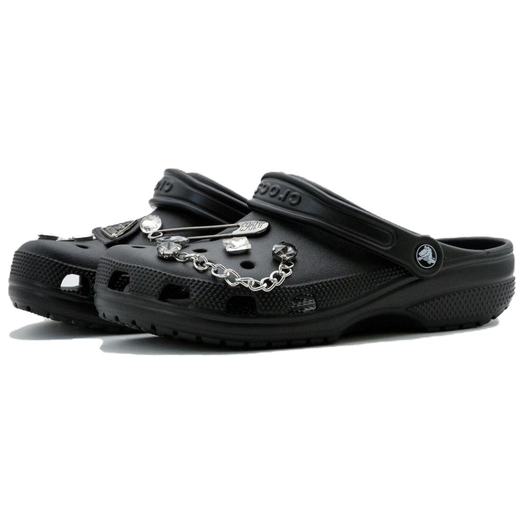 Crocs Classic Clog Pin Drill Fun EVA Comfortable Refreshing Versatile Unisex Black Hole Shoes