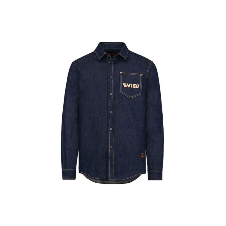 Evisu Double M Shirt Men shirts Denim-Blue 2EAHTM0SL176DN