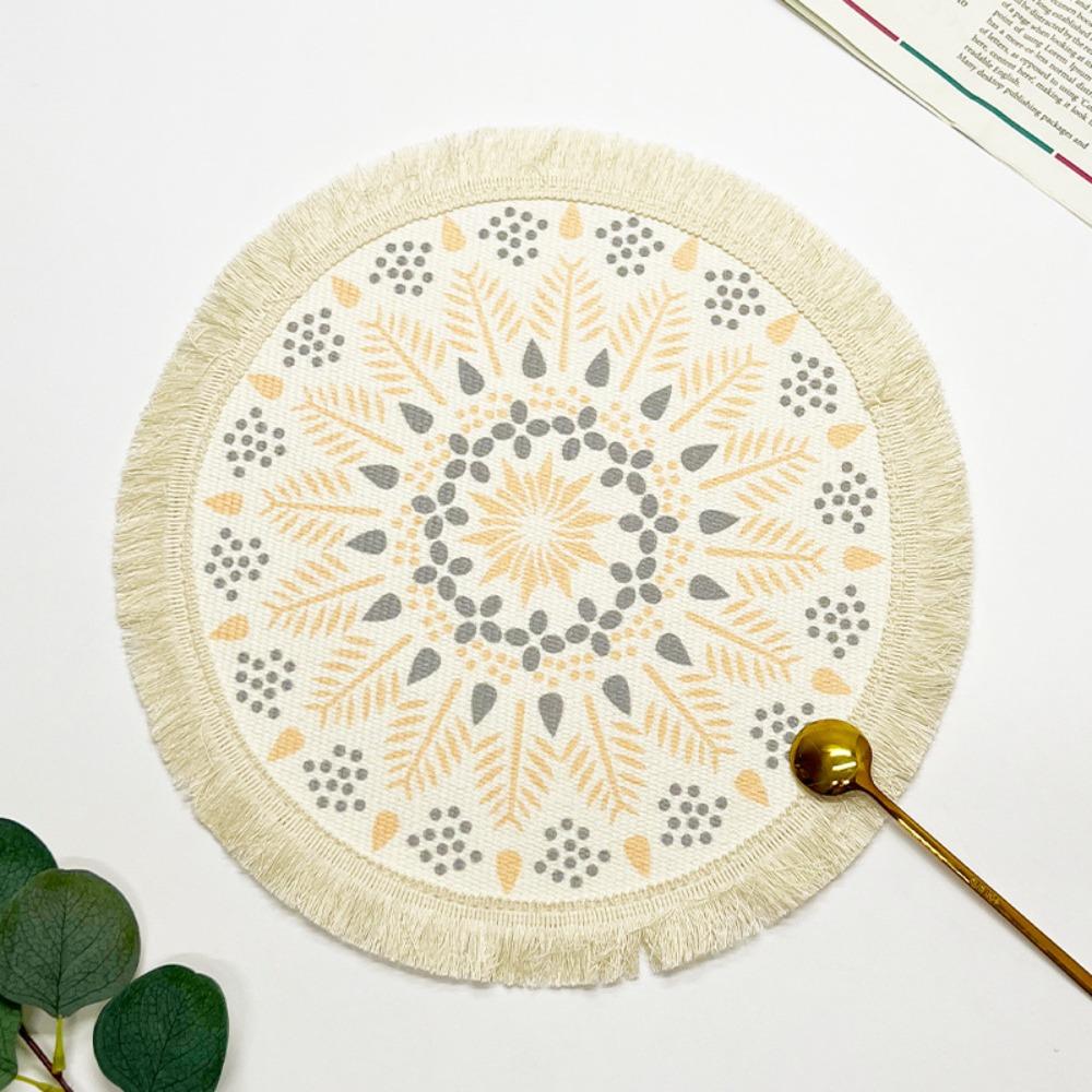Romantic Bohemian Placemats Round Coaster Cotton Pad Heat Insulation Mat  Wedding Table Decor
