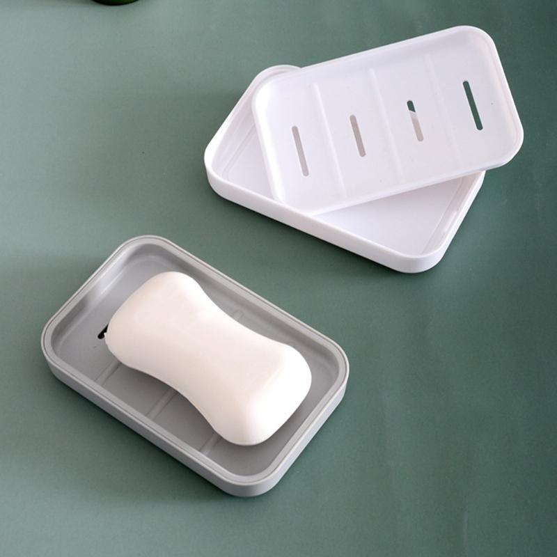 2PCS Soap Dish Plastic Soap Holder for Bathroom Shower Double Layer Draining Soap Dish Tray Easy to Clean Soap Case