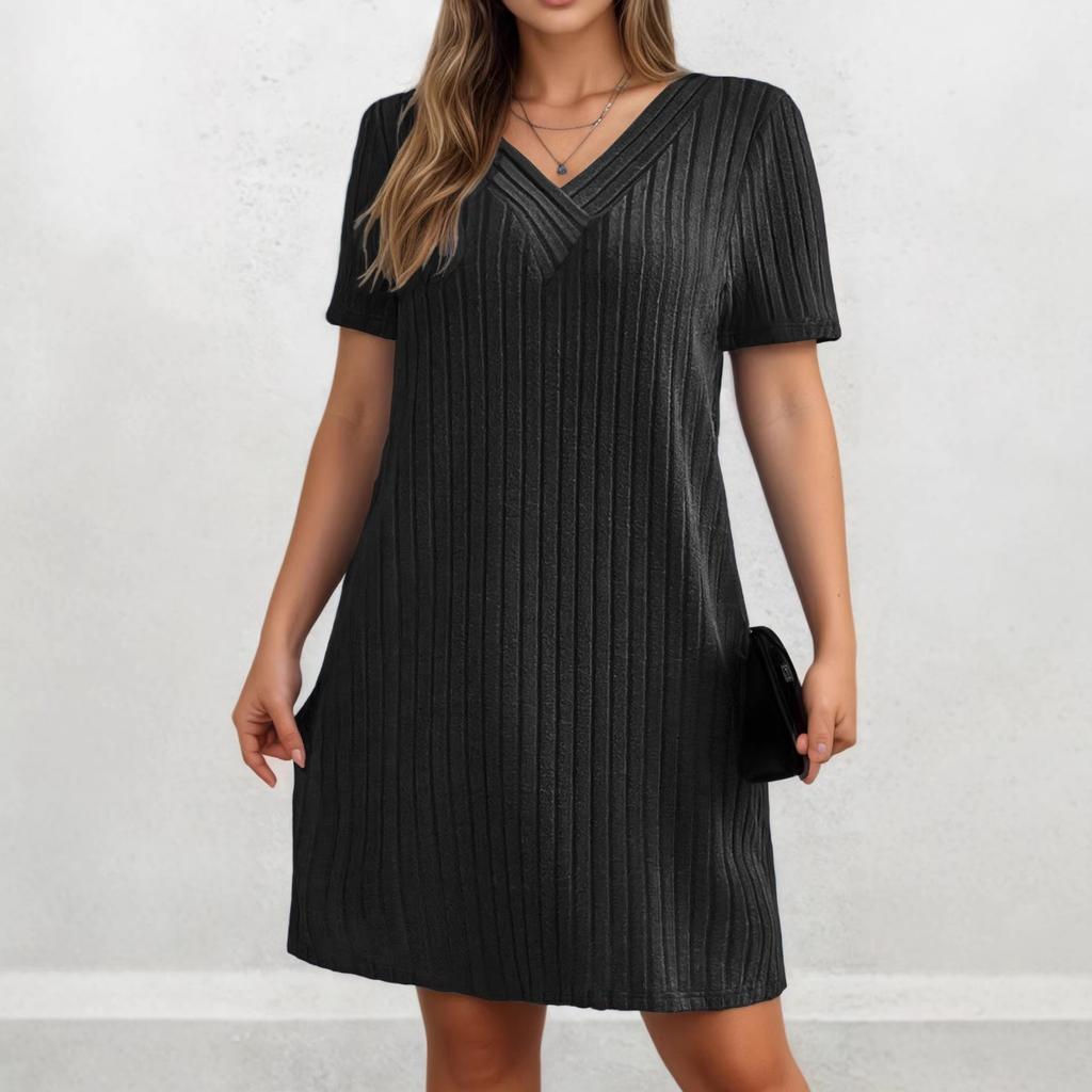 Summer New V-neck Short Sleeve Dress Elegant Plus Size Women's Dress For Leisure Wholesale