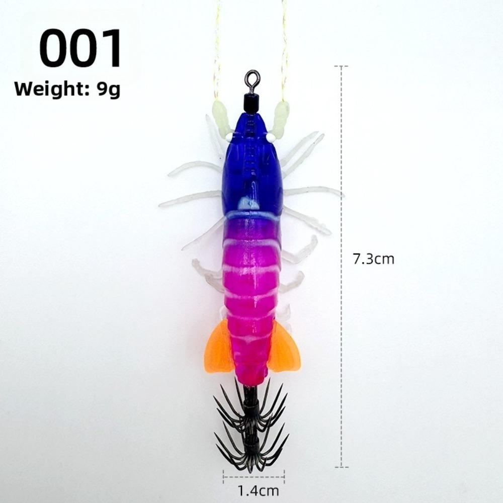 Horizontal Slow Sinking Lure Luminous Octopus Bait Shrimp Artificial Calamar  Sea Fishing 001