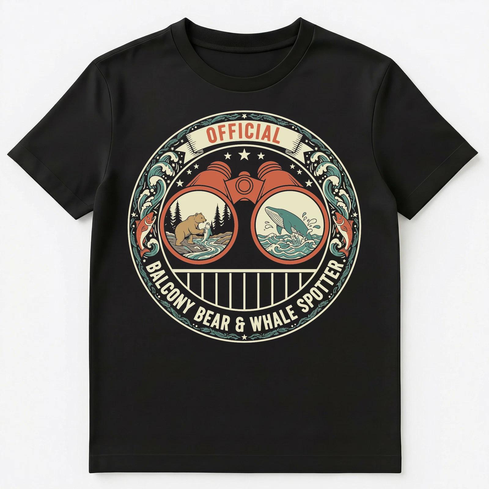 Cruise Ship Spotter Enthusiast Balcony Bear Whale Ocean Unisex T-Shirt L