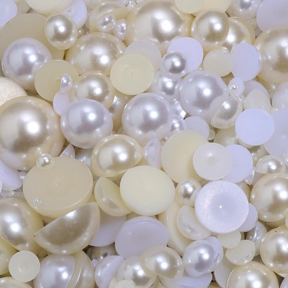 10-500pcs 2-25mm Half Round Imitation Pearl Beads Plastic White Beige Loose Beads For DIY Jewelry Making Nail Art Clothing Decor