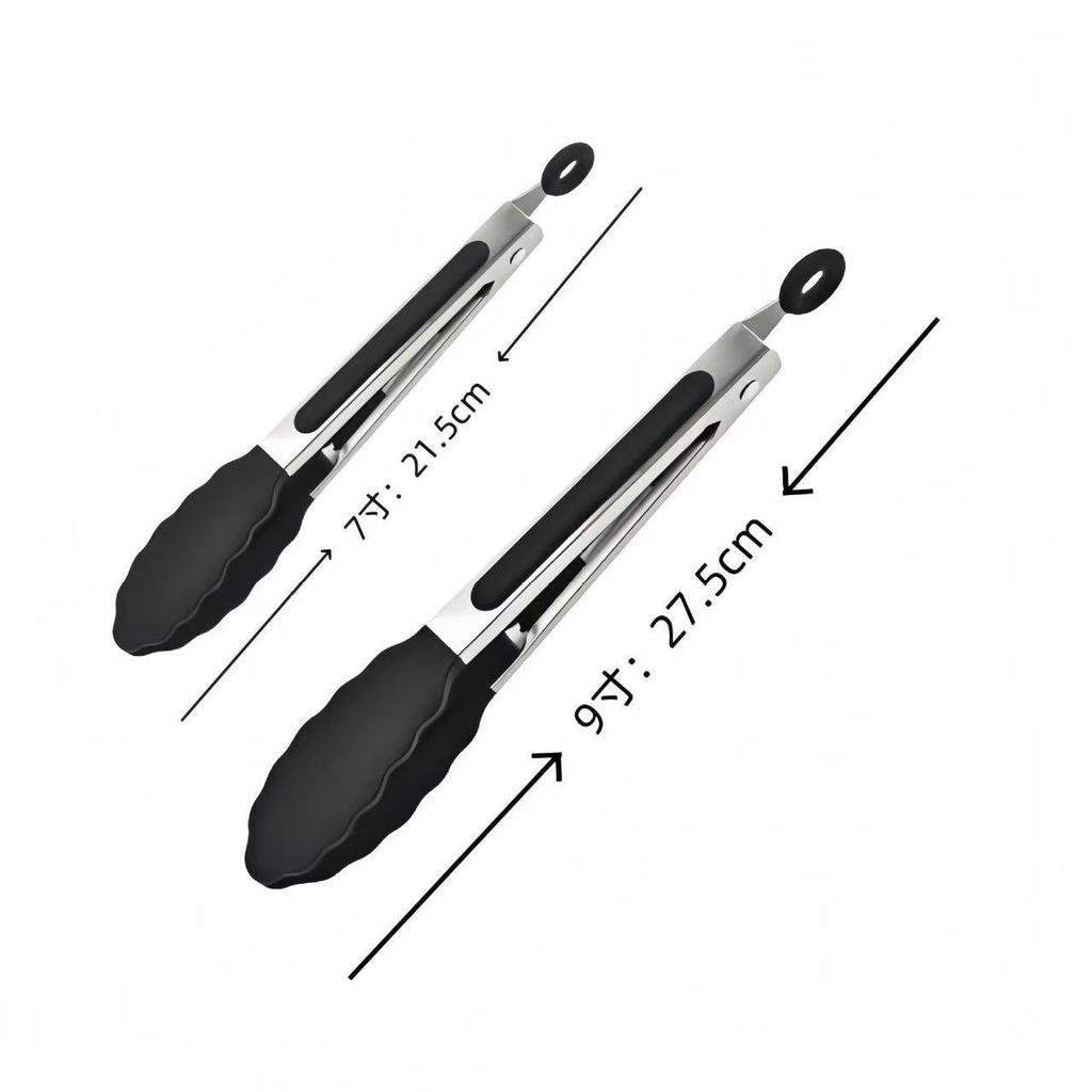 Silicone High-Temperature Resistant Tongs - Ideal for Grilling, Frying, and Bread - Stainless Steel Kitchen Tool