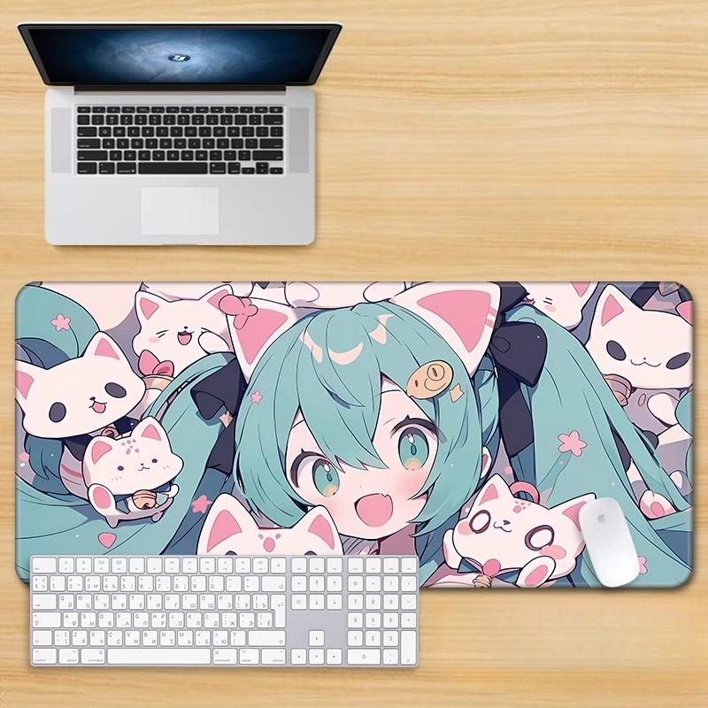 Chibi Hatsune Miku Collage Extended Gaming Mouse Pad Cute Anime Desk Mat NonSlip Keyboard Pad