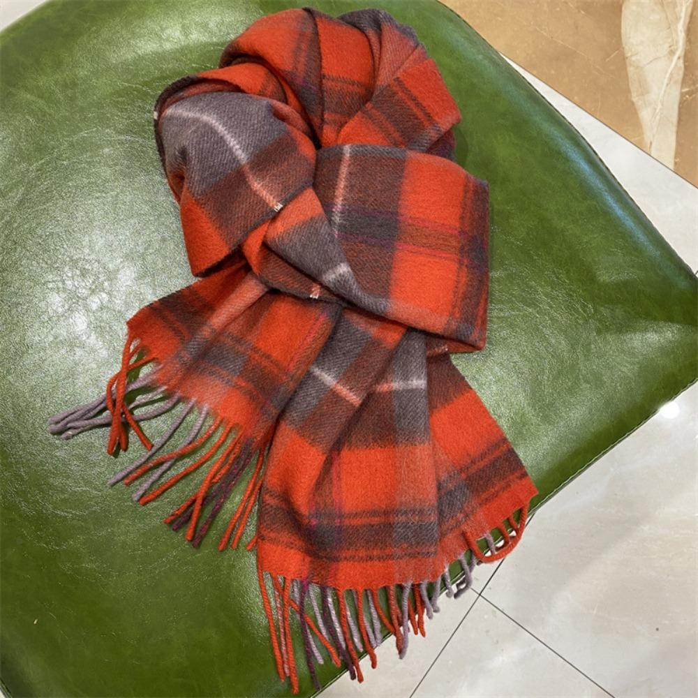 Лучшие товары в Великобритании 100% шерстяной клетчатый шарф женский зимний студенческий — фото 21