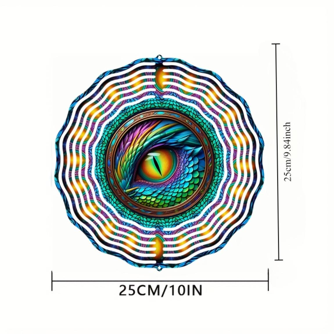 

Флюгер «Глаз дракона» - 10-дюймовое 3D кинетическое металлическое искусство, крючок с вращением на 360° для плавного движения, яркий многоцветный декор для улицы 01A