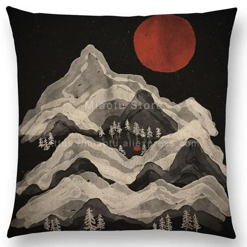 Neueste Kissenbezug Tiere im Wald Tag und Nacht Berge Sonne Mond Erkundung Camping Fuchs Wolf Kissenbezug